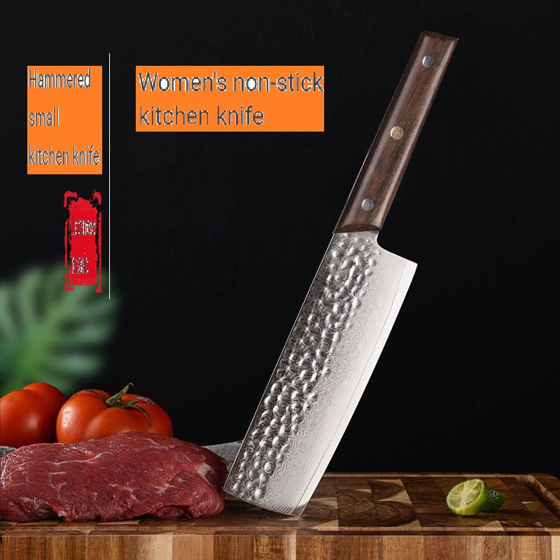 HFD Women's chef's knife, multi-purpose, suitable for slicing and chopping bones, forged from Damascus steel with a wooden handle