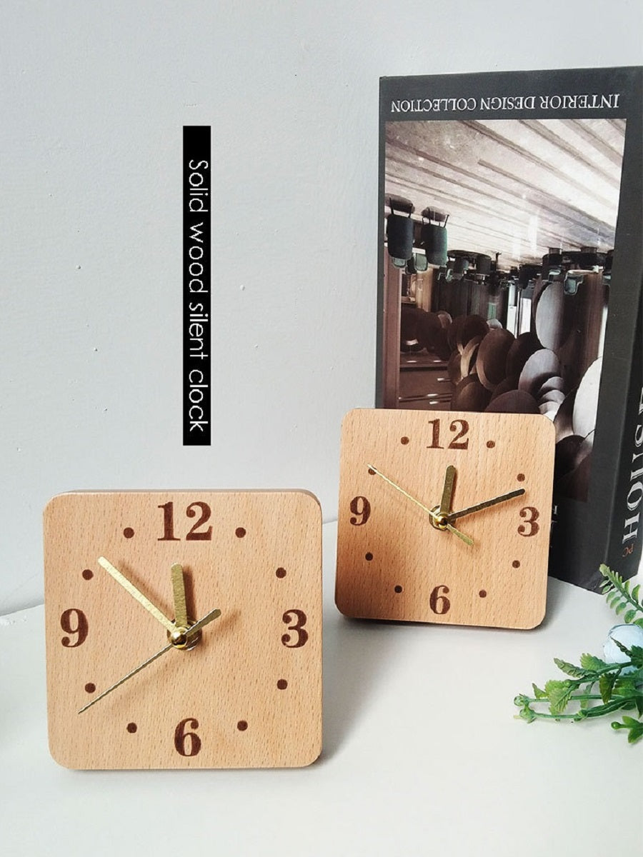 XMT  Solid wood creative simple desktop silent desk clock