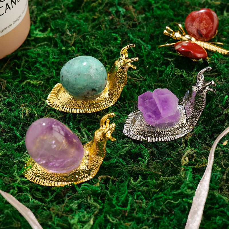 RYS Natural crystal rolling stone snail decoration, home office decoration decoration