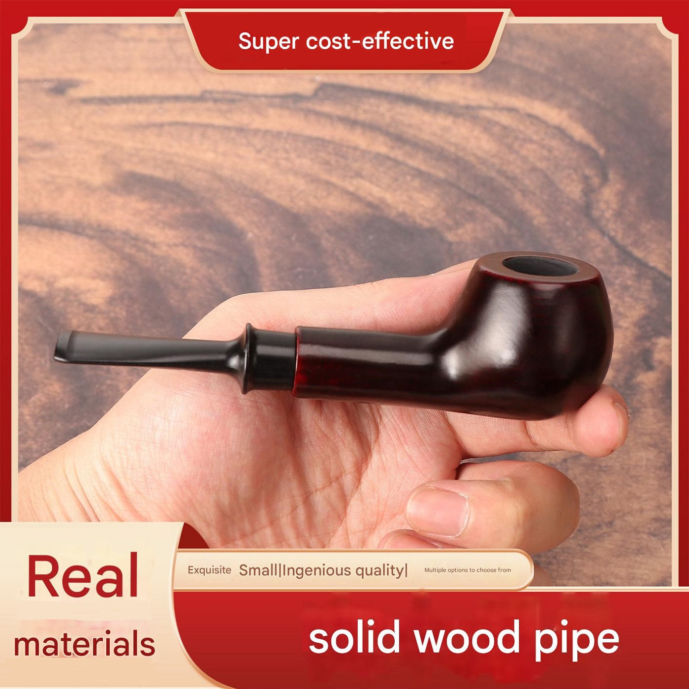 DHYJ Classic rosewood apple pipe, removable and washable, acrylic resin mouthpiece, filter pipe