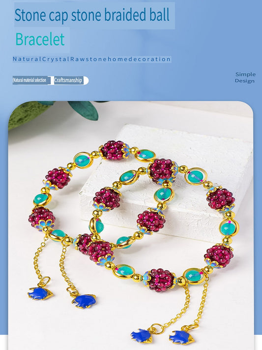 RYS Woven natural garnet ball bracelet, hollow design, grape ball, ladies single-layer bracelet