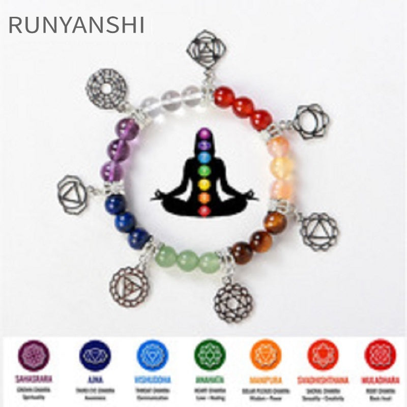 RYS Natural crystal gemstone bracelet, silver-plated colorful bracelet