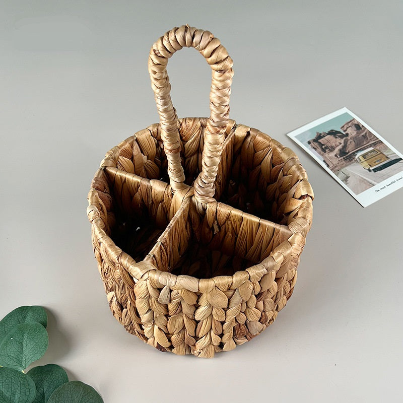 BGS Simple pastoral style gourd straw woven round portable small flower basket