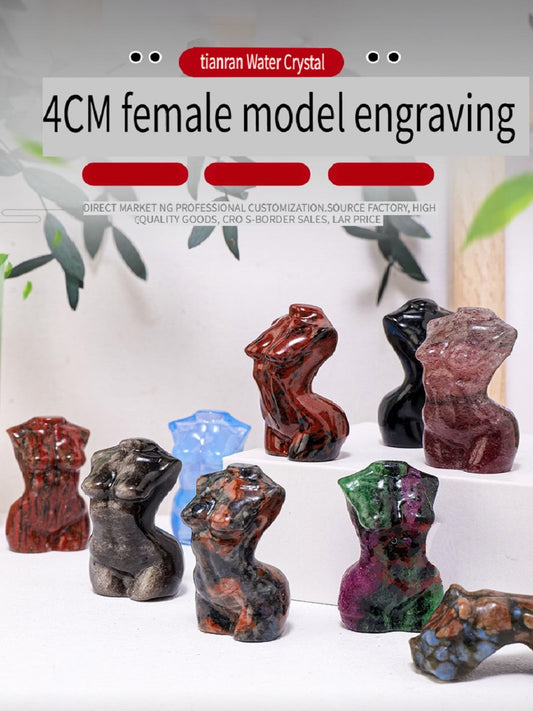 RYS Mini female model torso carved with natural crystal gems handicraft ornaments