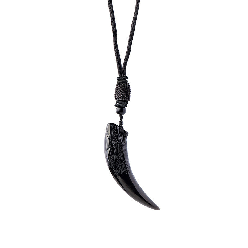 APENG Ice obsidian wolf Head pendant, personalized pendant necklace