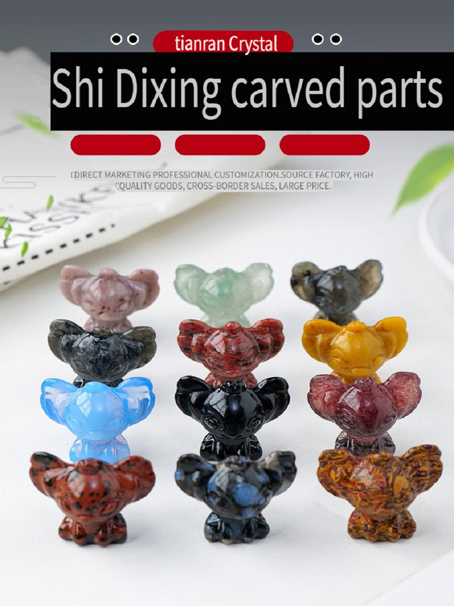 RYS Carved pieces of natural crystal gemstone Stitch, which can be used as ornaments or pendant gifts