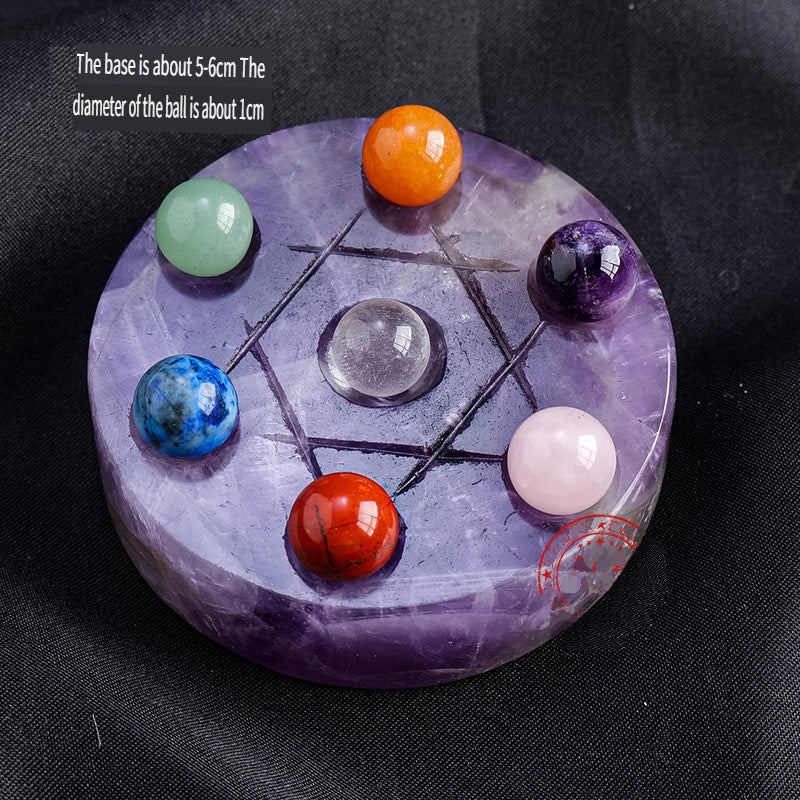 RYS Natural crystal ball + seven-star array base decoration, home office decoration