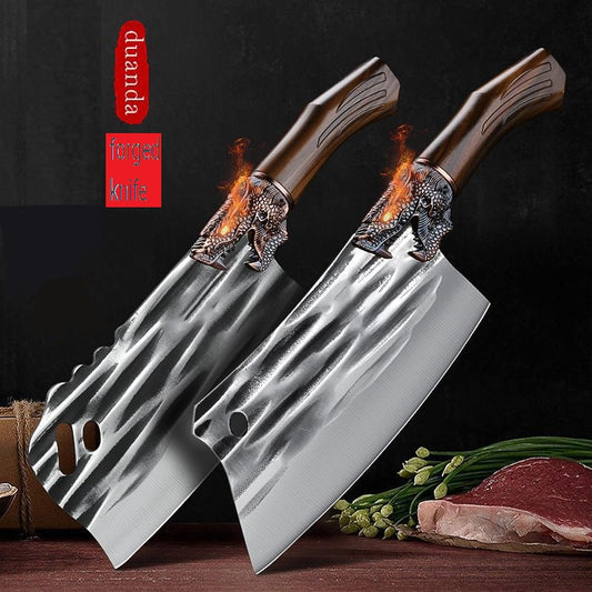 HFD Chef's special chopping and cutting knife, suitable for meat, poultry, vegetables, fruits, etc., wooden handle，forged, two-knife set