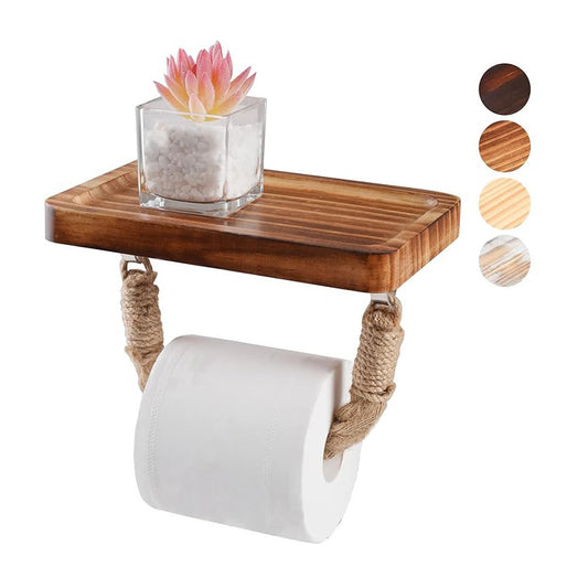 XMT European Retro Style Toilet Paper Holder With Shelves Pine Easy To Install