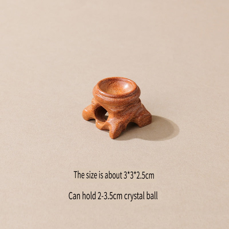 RYS Wooden root carved crystal ball base, home decoration