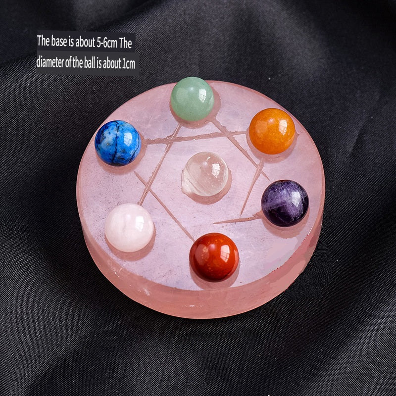 RYS Natural crystal ball + seven-star array base decoration, home office decoration
