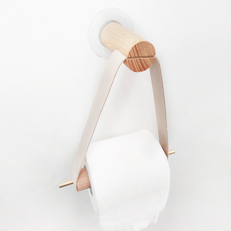 XMT Hanging paper roll holder made of pure copper and beech wood