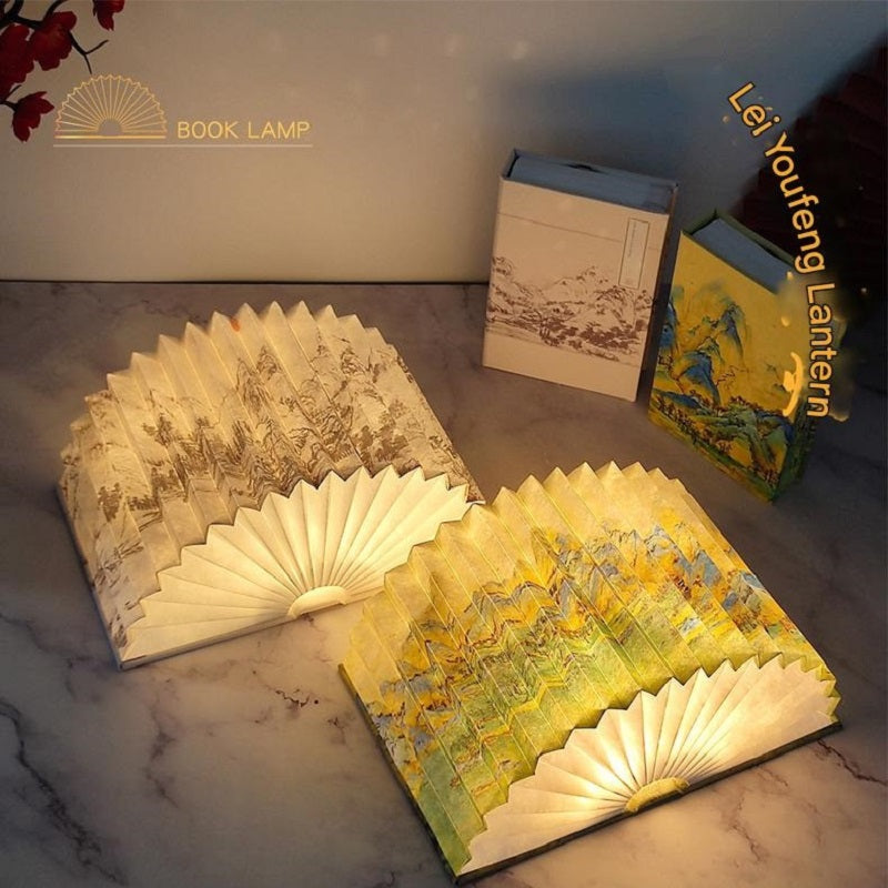 OBB OBB LED Folding Book Light with Bluetooth Speaker, Rechargeable Battery, Voice Control, Phone Control, Timer Function, Medium Size, Gift