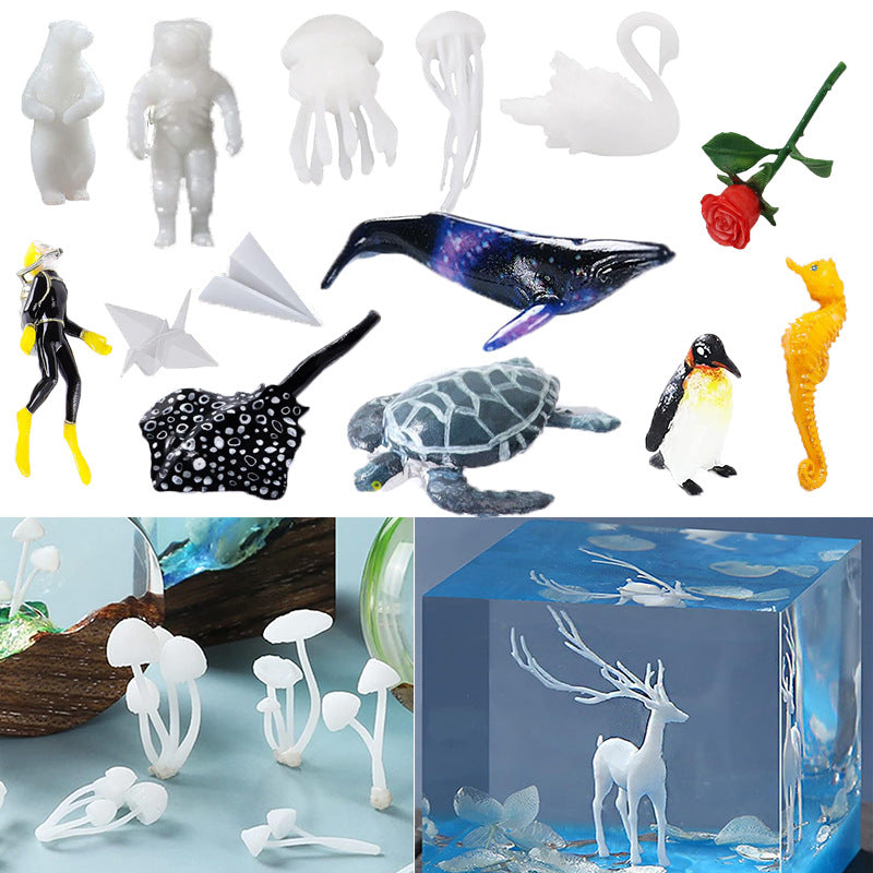MSH Jellyfish, whales, marine animal models, DIY epoxy resin ornaments, 3D fillers, various styles