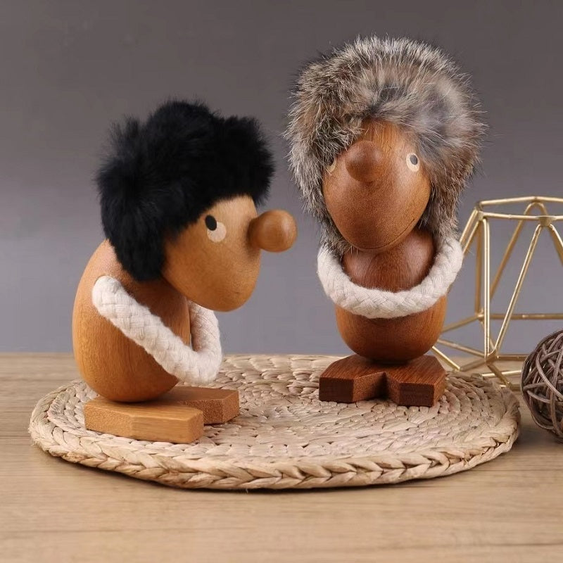 VKXK Nordic teak wood Viking puppet ornaments, suitable for home desktop, car, gift