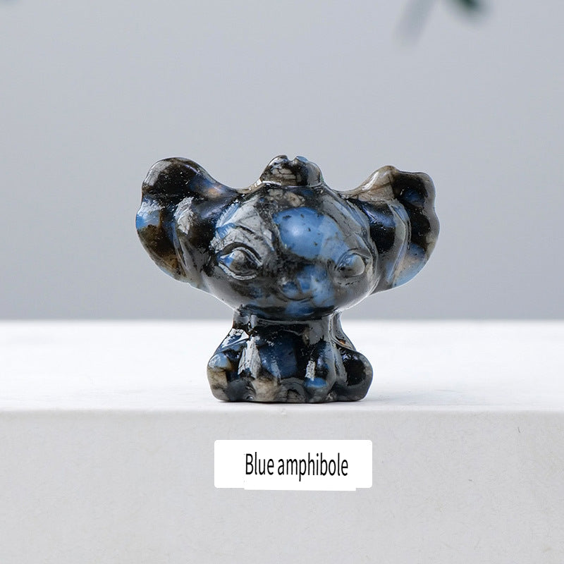 RYS Carved pieces of natural crystal gemstone Stitch, which can be used as ornaments or pendant gifts