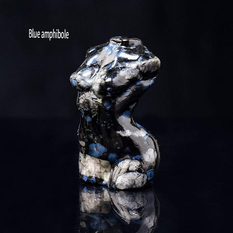 RYS Mini female model torso carved with natural crystal gems handicraft ornaments