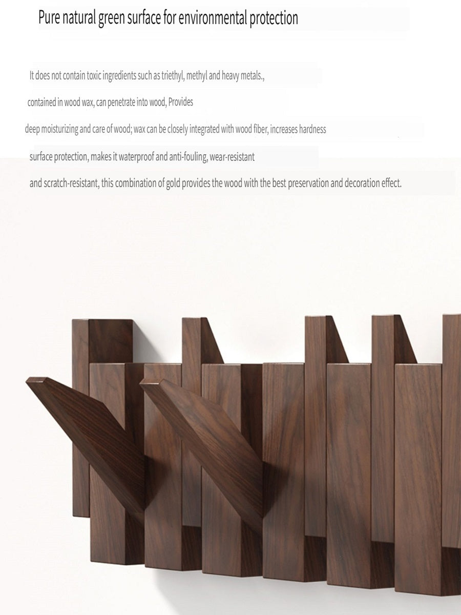 MYZD Creative walnut color pine wood wall mounted piano key clothes hanger punch-free coat rack 4-12 hooks optional
