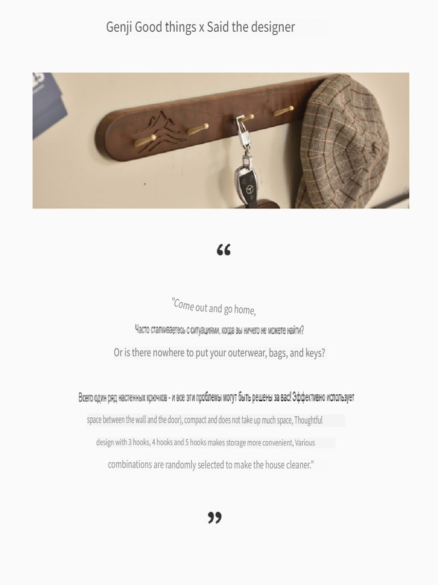 MYZD North American black walnut/beech solid wood coat hooks, 4-8 hooks optional