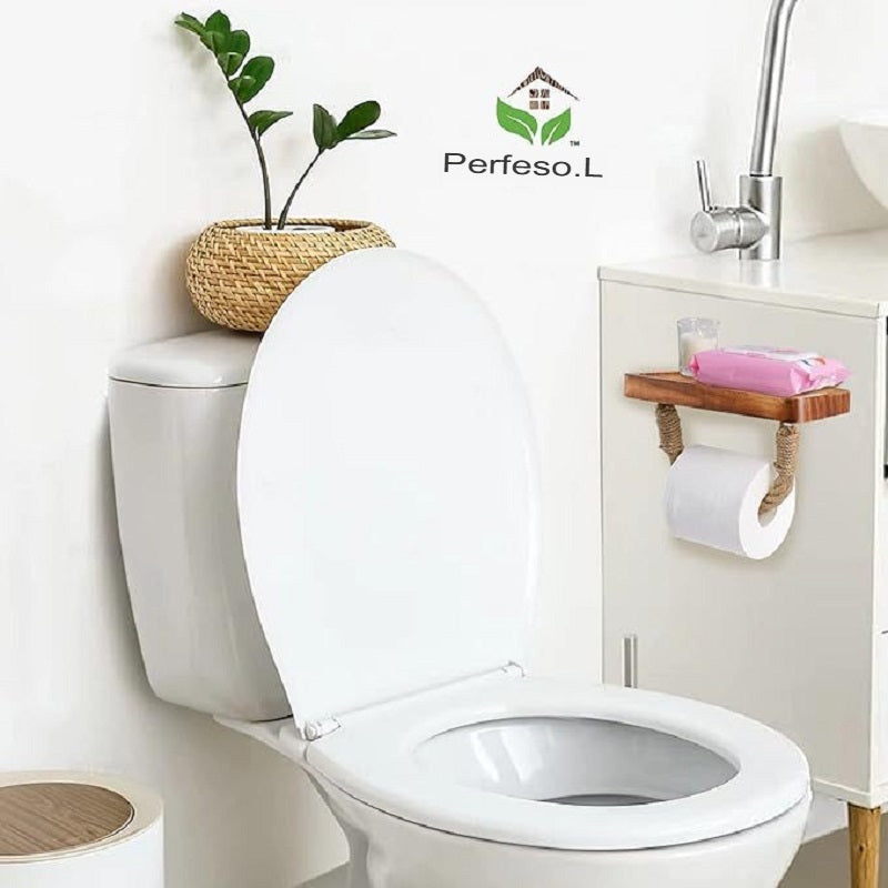 XMT European Retro Style Toilet Paper Holder With Shelves Pine Easy To Install