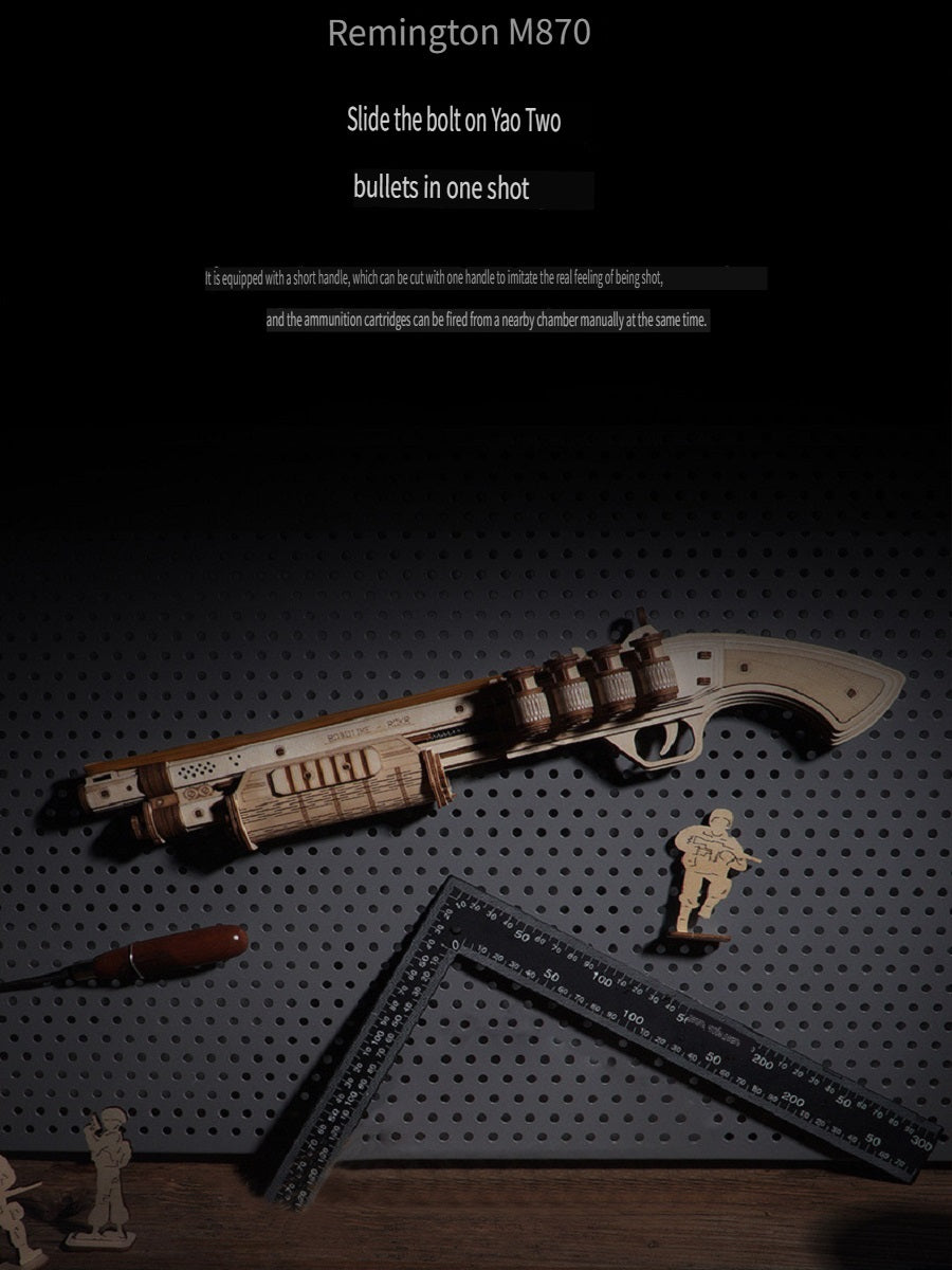 Rokr revolver Smith M60/Remington shotgun M870, made of wooden parts, can be used for shooting, handmade weapon model