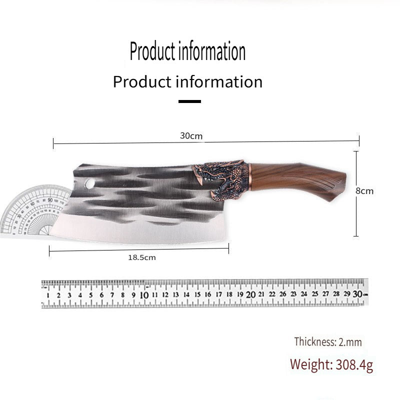 HFD Chef's special chopping and cutting knife, suitable for meat, poultry, vegetables, fruits, etc., wooden handle，forged, two-knife set