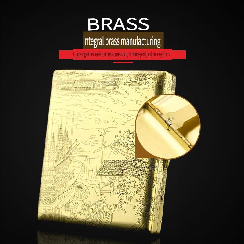 IMCO Austrian IMCO brass ultra-thin cigarette case, pack of 20, creative 6-sided engraving, gift collection