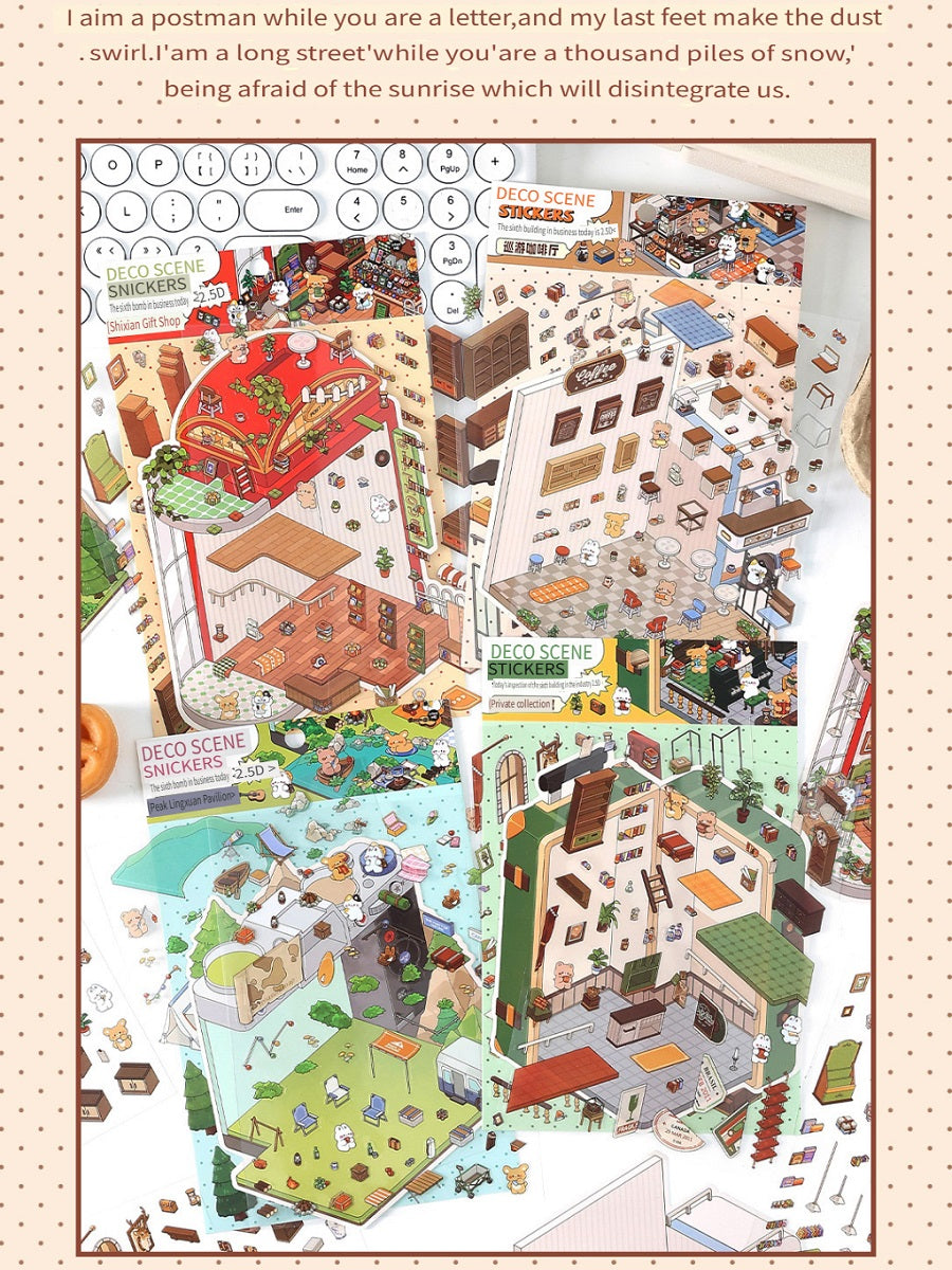 RetroStory Infeel.Me 2.5D background decoration stickers, diy landscaping stickers