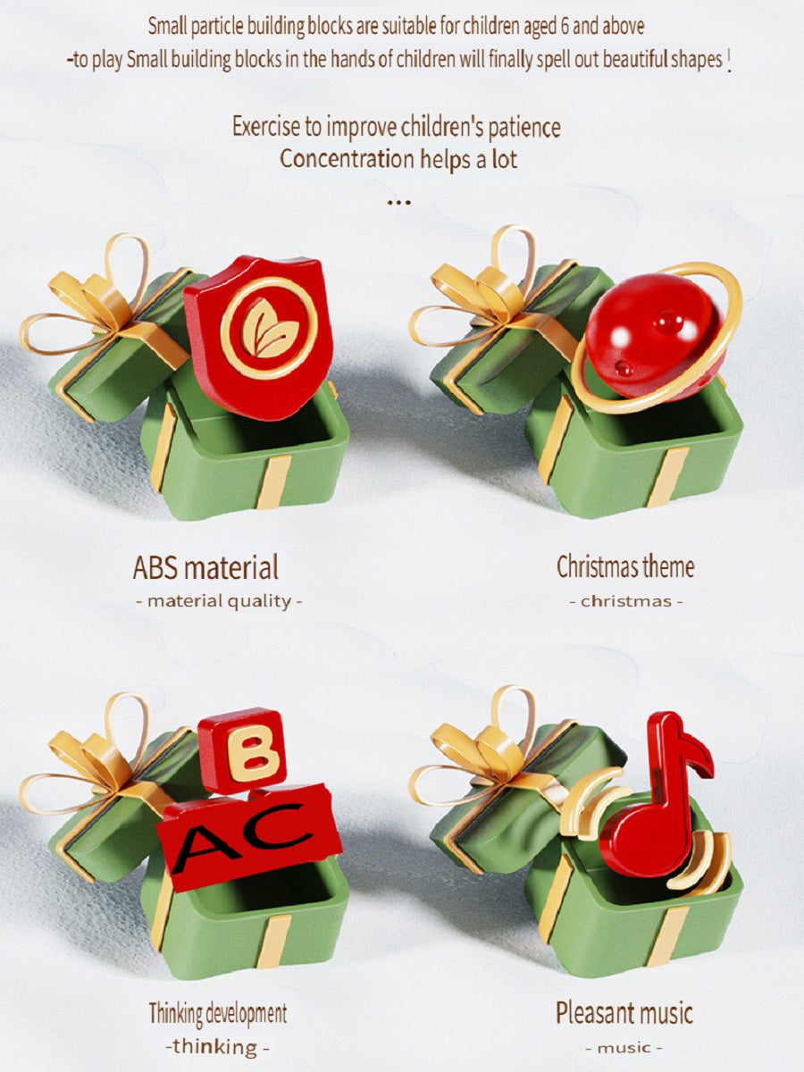 Sembo Crystal Christmas tree with light and music box, handmade toys made of small particles, Christmas toys made of building blocks, gifts