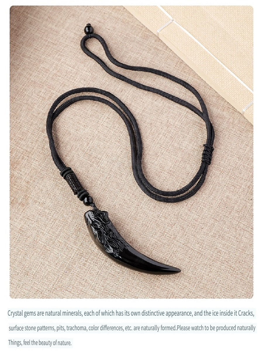 APENG Ice obsidian wolf Head pendant, personalized pendant necklace