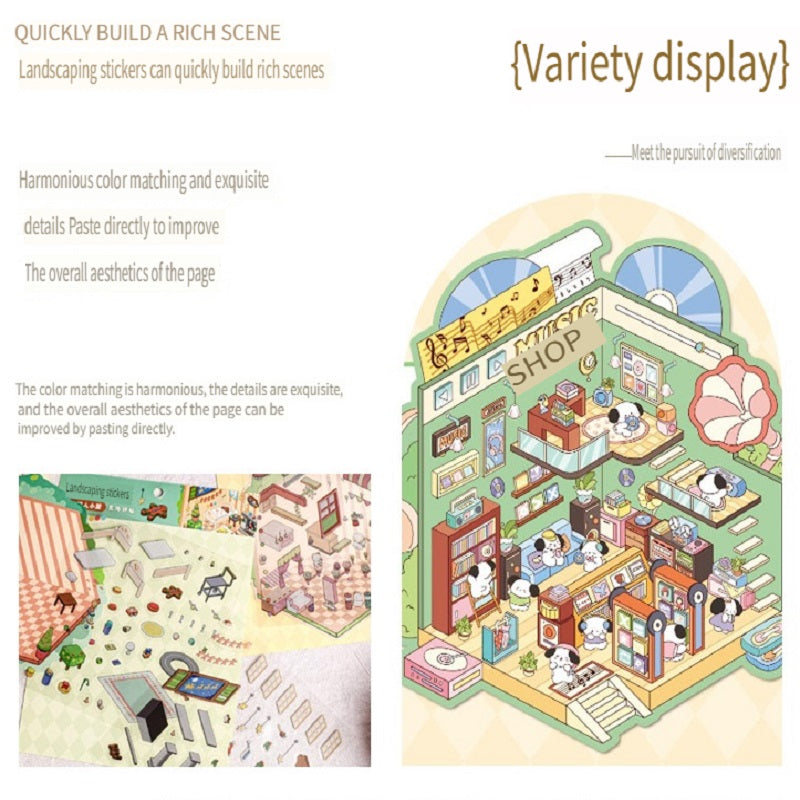 RetroStory Cartoon 3d three-dimensional large-size scene stickers, diy children's handmade decoration creative hand account landscaping stickers