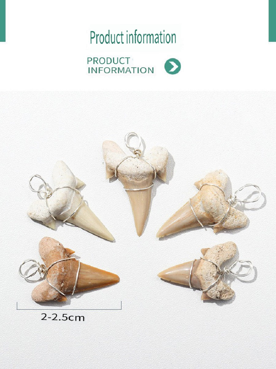 APENG Handmade silver silk pendant with Moroccan shark tooth