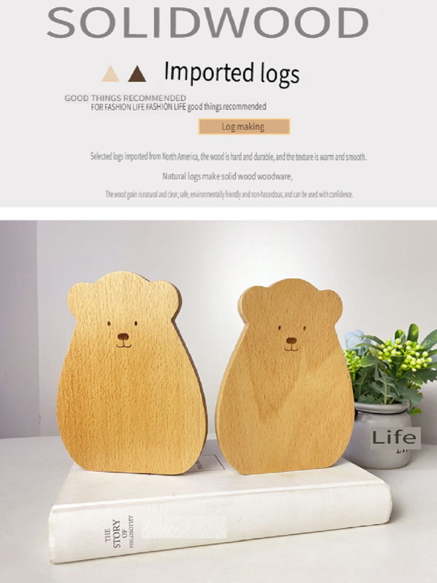 XMT Beech bear book stand, cartoon children's creative home decoration, 2 pcs