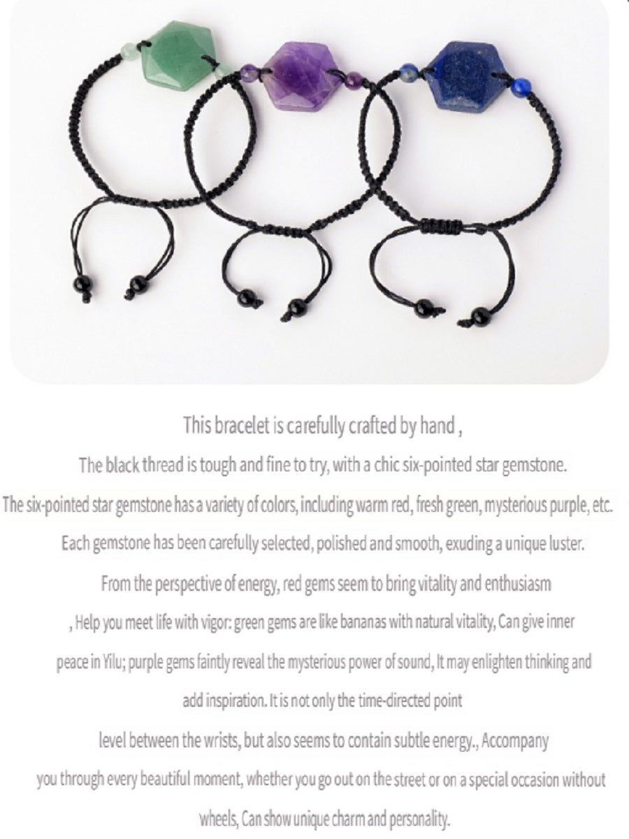 RYS Natural crystal rough stone hand-woven six-pointed star bracelet