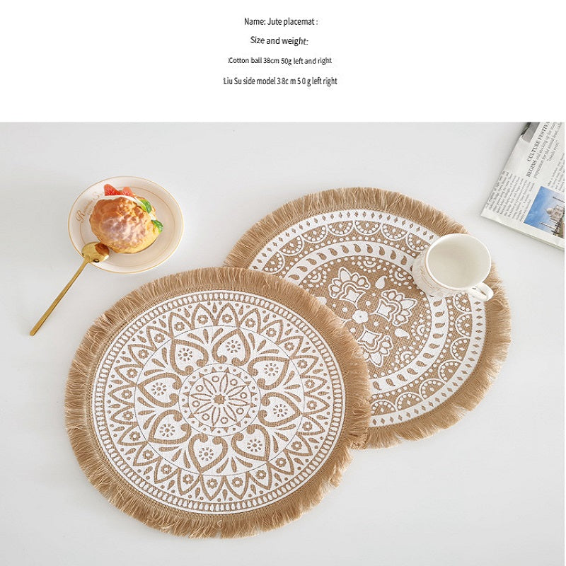 BGS Nordic jute hand-woven placemat, insulation pad, bottom coating, various styles, diameter 38/40cm