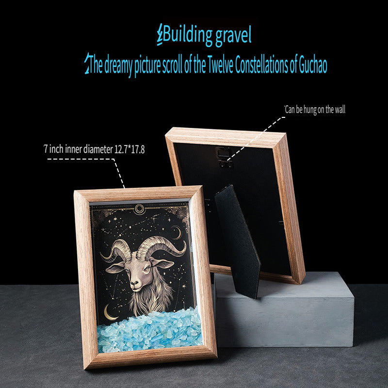 RYS Natural crystal gravel Twelve Constellations Photo frame decoration, crystal DIY hanging Artist Home Desktop Decoration