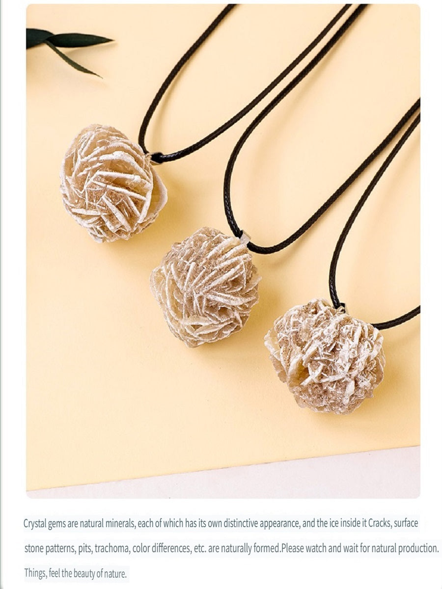 APENG Natural ore Moroccan desert rose stone pendant, ore specimen necklace