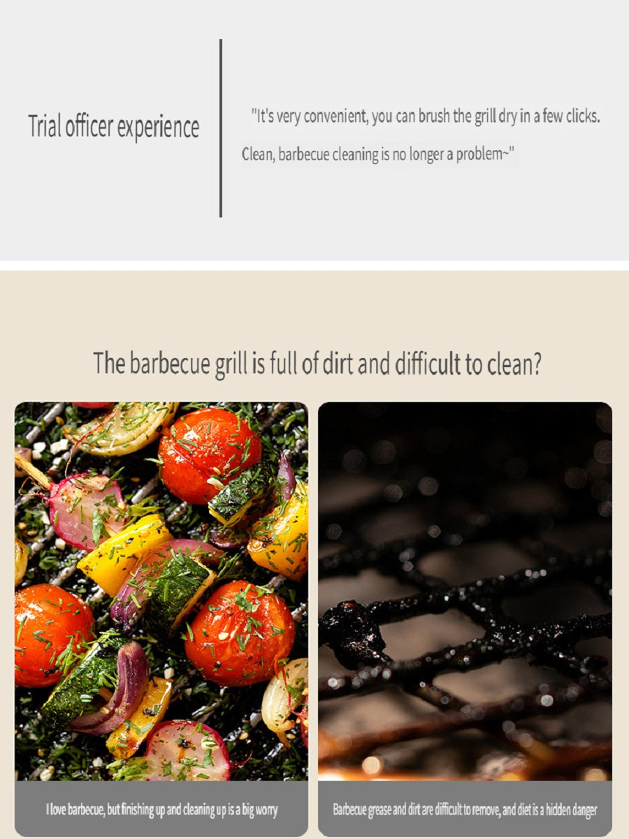 FaSoLa Household stainless steel barbecue grill grid cleaning brush, lengthened PP handle