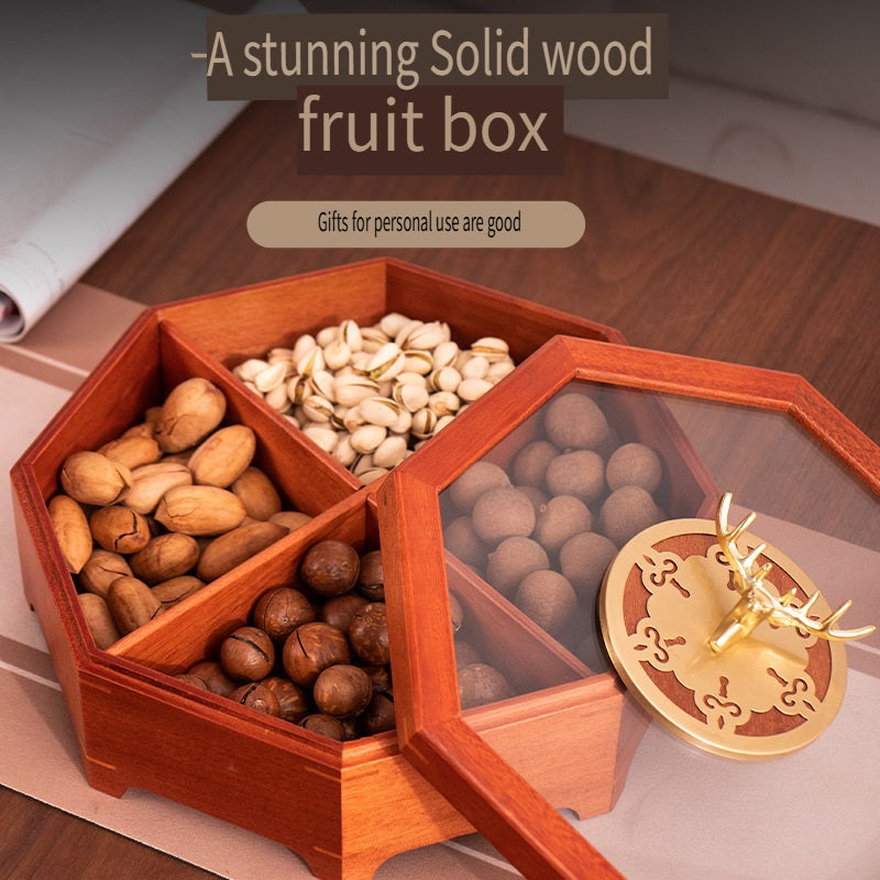 MYZD Black Walnut/Okoume Chinese Style Octagonal Dried Fruit Box