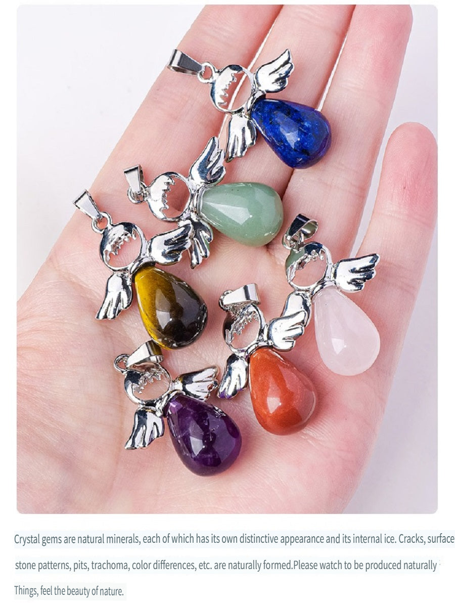 APENG Natural crystal gemstone drop angel Pendant
