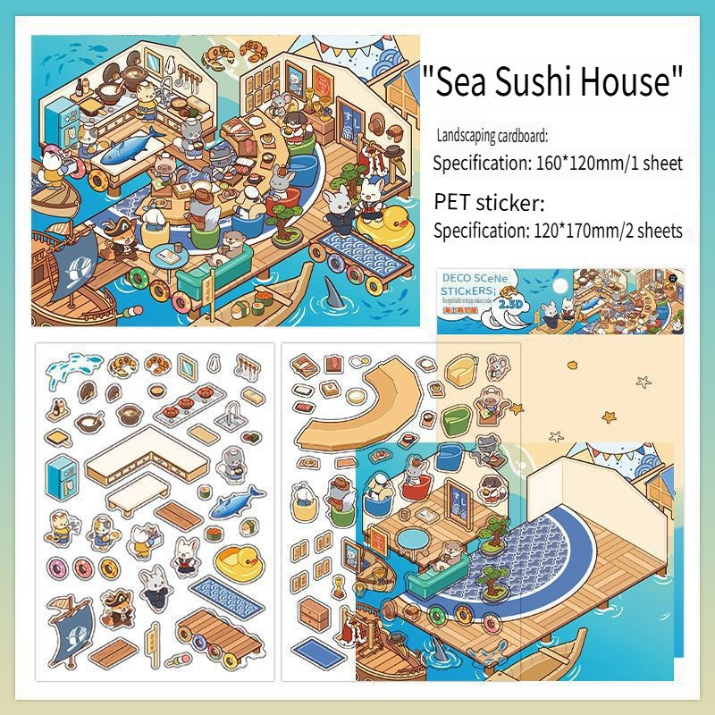 RetroStory Infeel.Me 2.5D background decoration stickers, diy landscaping stickers