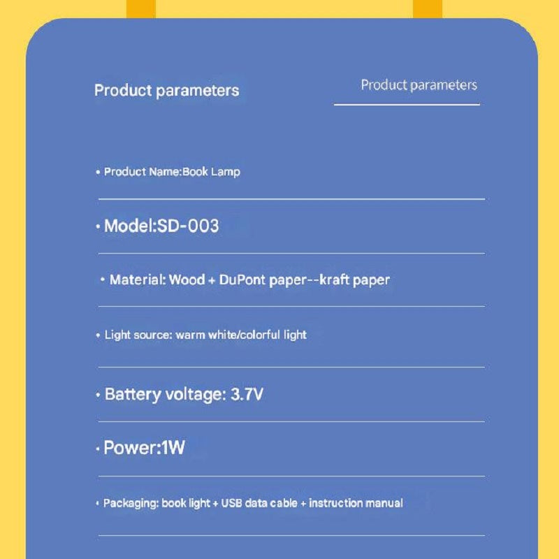 OBB Wooden cartoon folding book lamp, children's cultural and creative gift, colorful LED rechargeable night light