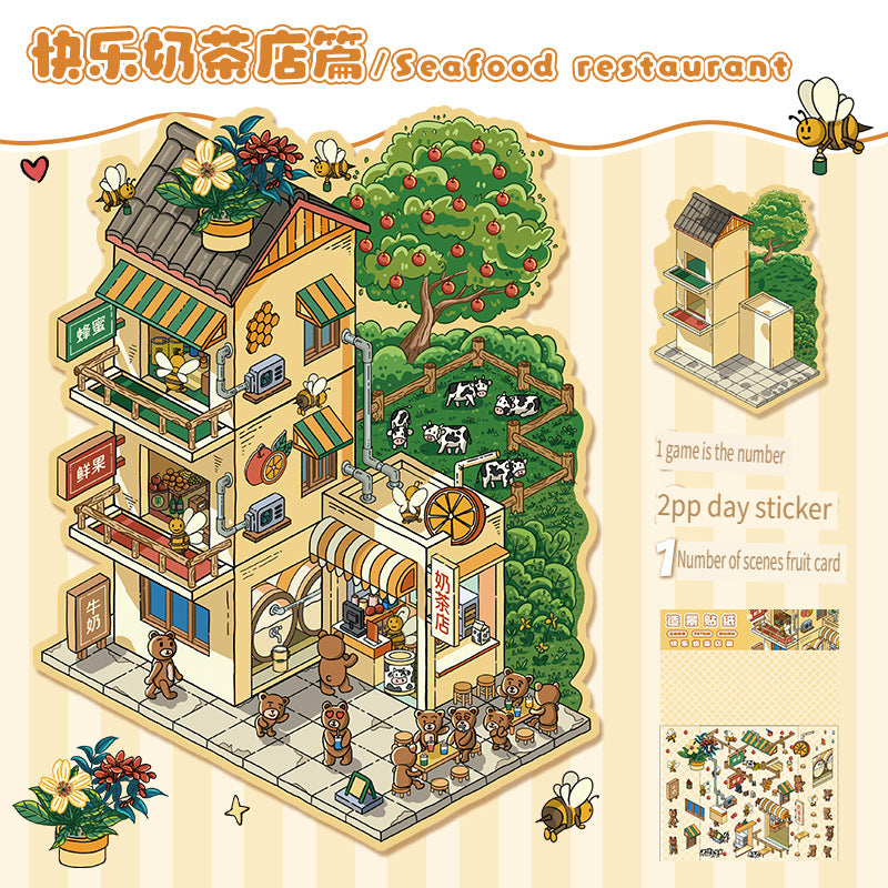 ERANC Three-layer 3D three-dimensional scene beautification stickers, large and miniature scene hand account stickers, a variety of styles