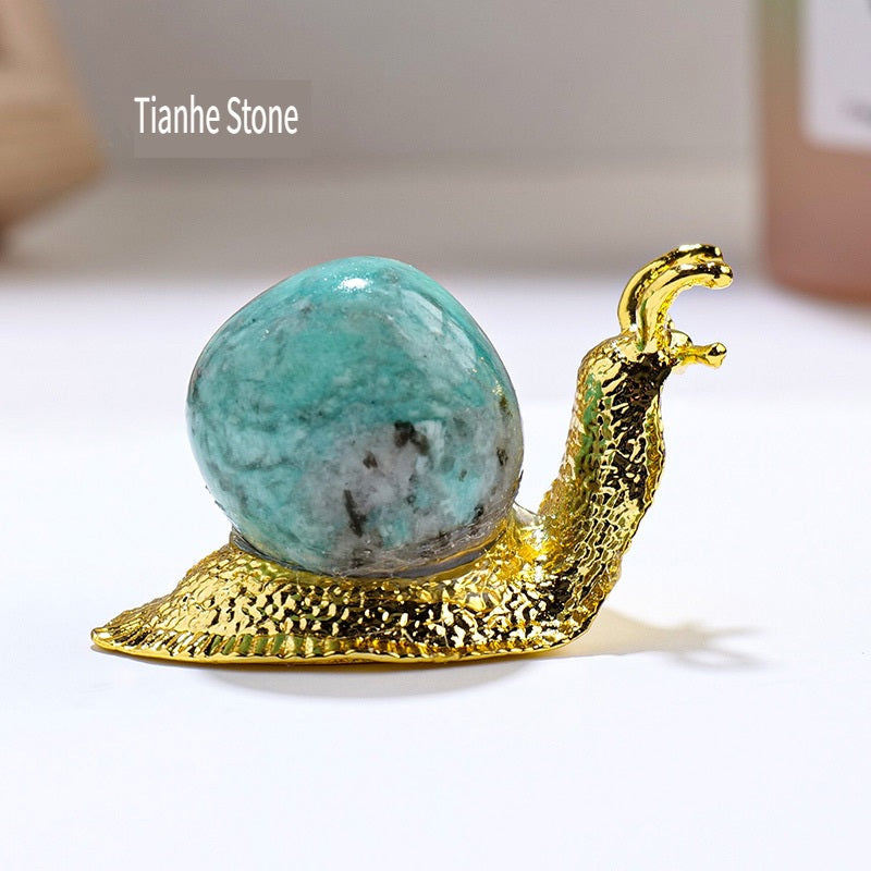 RYS Natural crystal rolling stone snail decoration, home office decoration decoration