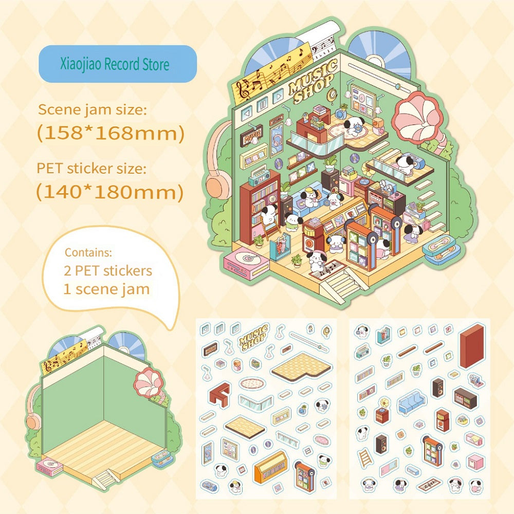 RetroStory Cartoon 3d three-dimensional large-size scene stickers, diy children's handmade decoration creative hand account landscaping stickers