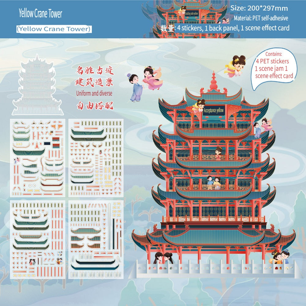 RetroStory Cartoon 3d three-dimensional large-size scene stickers, diy children's handmade decoration creative hand account landscaping stickers