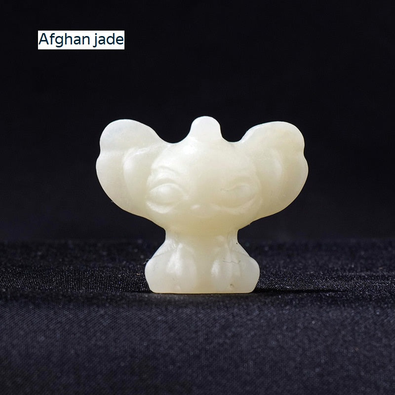 RYS Carved pieces of natural crystal gemstone Stitch, which can be used as ornaments or pendant gifts