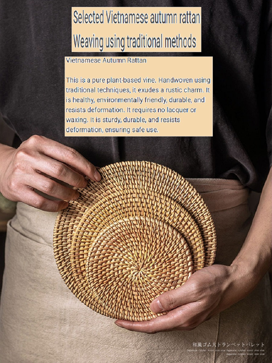 BGS Vietnamese autumn rattan hand-woven coasters, insulation pads, diameter 8-18cm