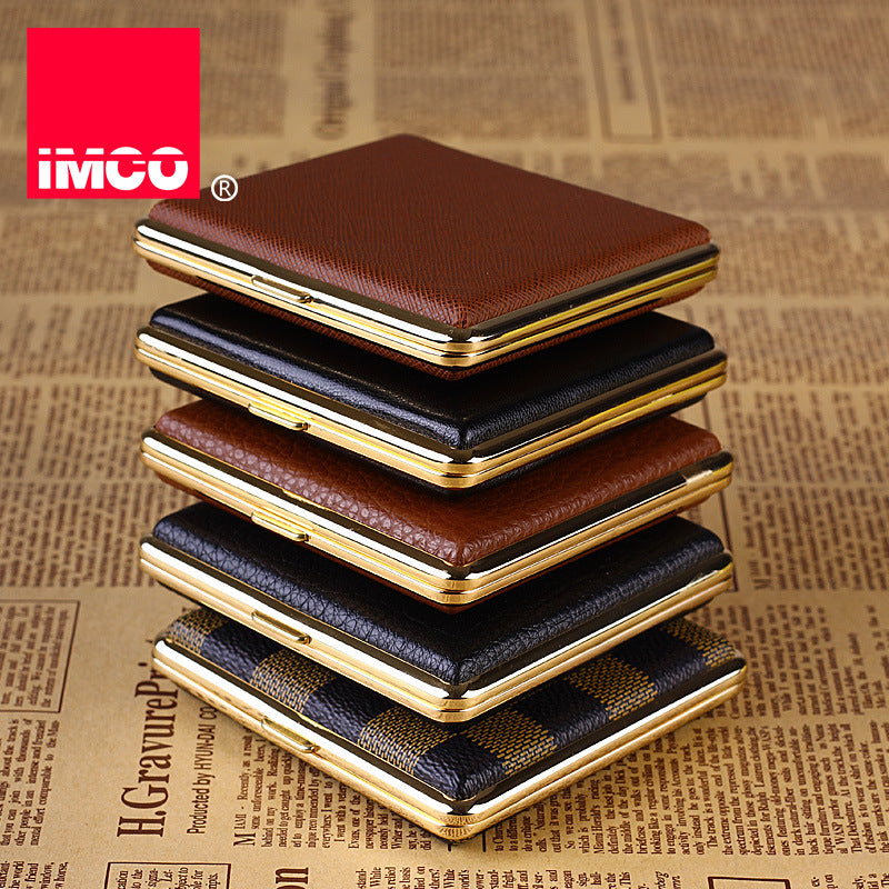 IMCO Brass leather cigarette case, can hold 20 cigarettes, a gift for men