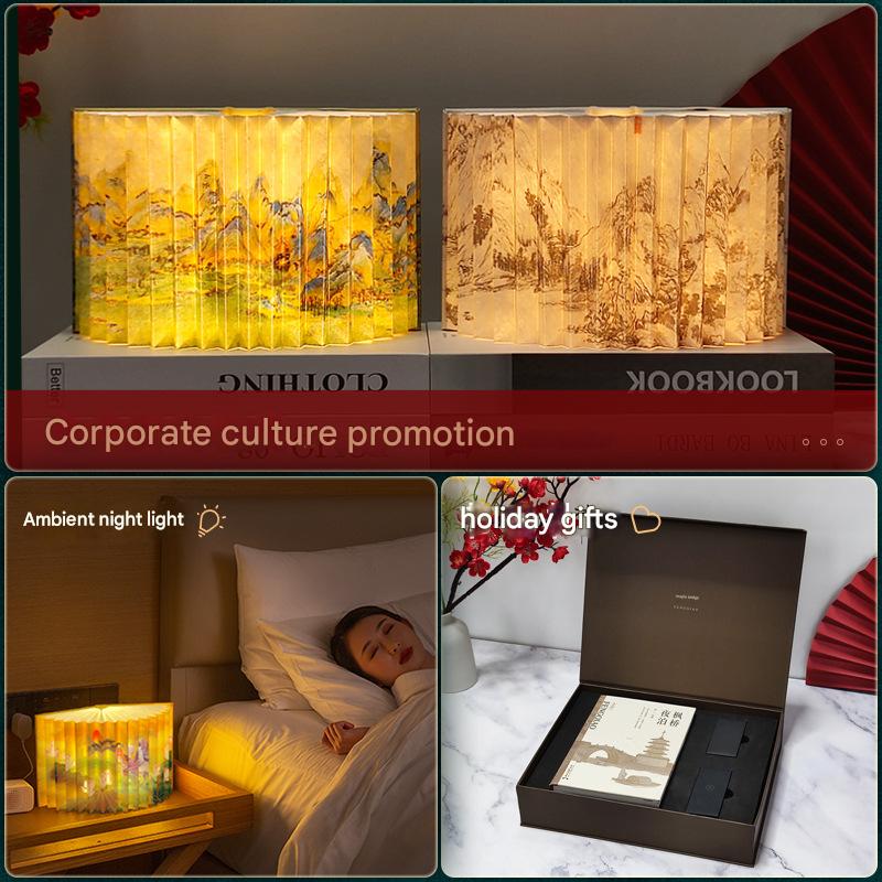 OBB OBB LED Folding Book Light with Bluetooth Speaker, Rechargeable Battery, Voice Control, Phone Control, Timer Function, Medium Size, Gift